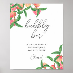 Watercolor peaches - bubbly bar poster