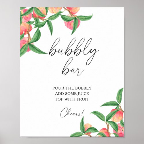 Watercolor peaches _ bubbly bar poster