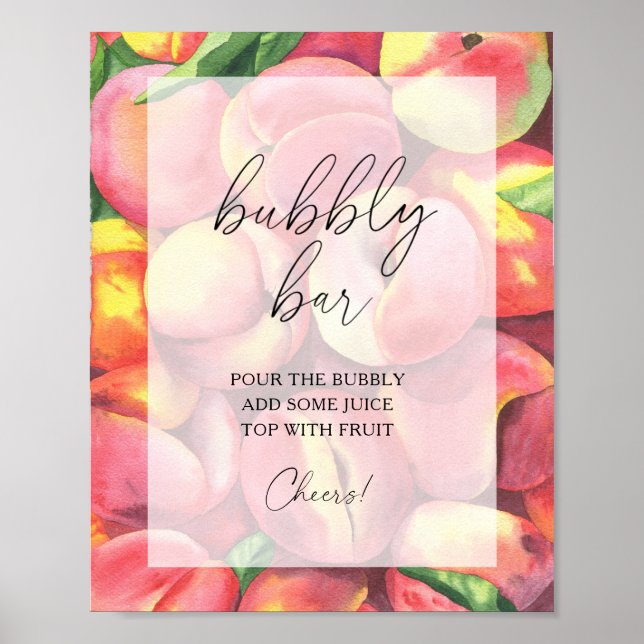 Watercolor peaches - bubbly bar poster (Front)