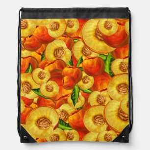 Watercolor Peaches Drawstring Bag
