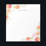 Watercolor Peaches Floral Personalized Notepad<br><div class="desc">Customizable floral notepad featuring watercolor illustrations of peaches,  peonies,  eucalyptus and other floral and foliage accents. This will be a perfect feminine accent for your office.</div>