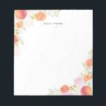 Watercolor Peaches Floral Personalized Notepad<br><div class="desc">Customizable floral notepad featuring watercolor illustrations of peaches,  peonies,  eucalyptus and other floral and foliage accents. This will be a perfect feminine accent for your office.</div>