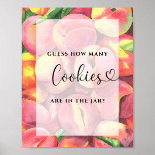 Watercolor peaches - guess how many cookies poster