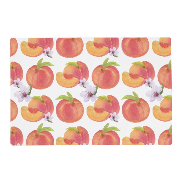 Watercolor Peaches Laminated Placemat (Front)
