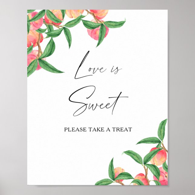 Watercolor peaches - love is sweet take a treat poster (Front)