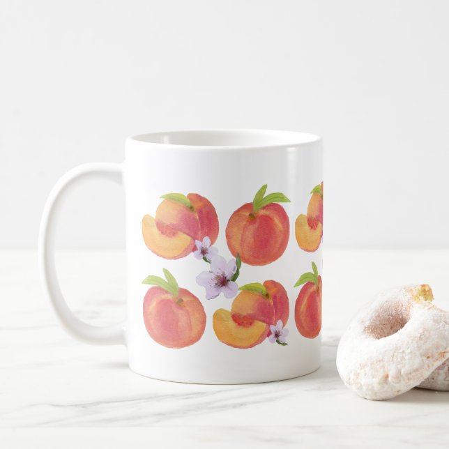Watercolor Peaches Mug (With Donut)