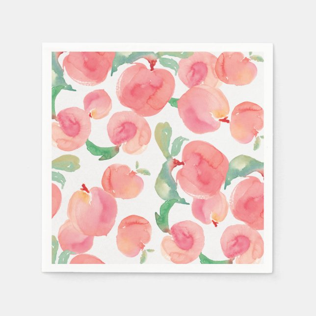 Watercolor Peaches Paper Napkins (Front)