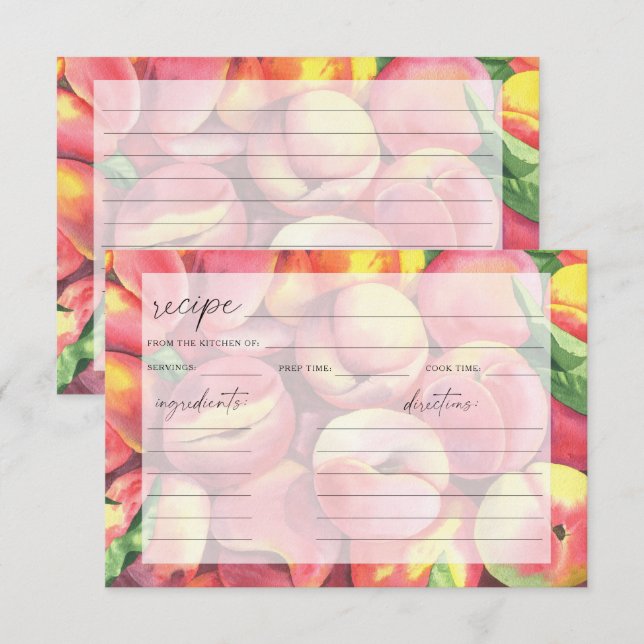 Watercolor peaches - recipe card (Front/Back)