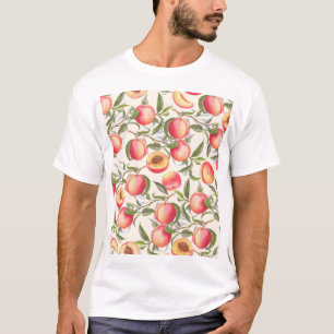Watercolor peaches, seamless floral pattern. T-Shirt