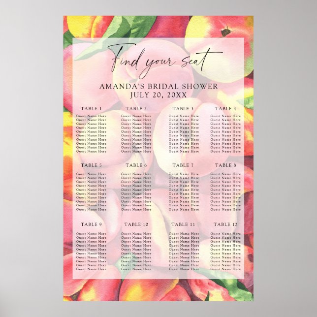 Watercolor peaches seating chart (Front)