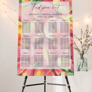 Watercolor peaches seating chart foam board