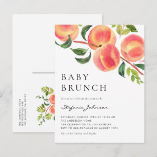 Watercolor Peaches Summer Baby Brunch Invitation Postcard