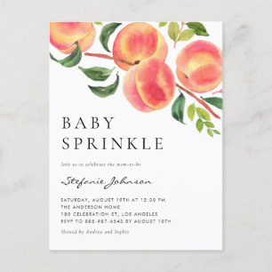 Watercolor Peaches Summer Baby Sprinkle Invitation Postcard