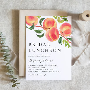 Watercolor Peaches Summer Bridal Luncheon Invitation