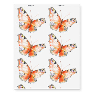 Watercolor peacock butterfly temporary tattoos