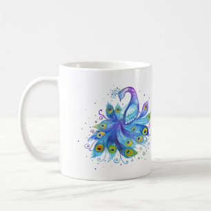 Watercolor peacock coffee mug