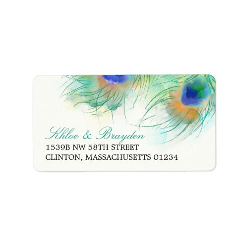 Watercolor Peacock Feather Address Label