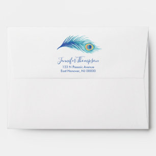 Watercolor Peacock Feather Envelope
