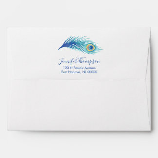 Watercolor Peacock Feather Envelope