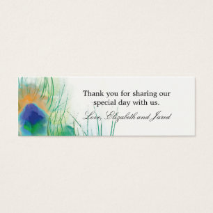 Watercolor Peacock Feather Favor Card