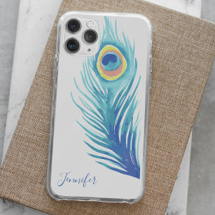 Watercolor Peacock Feather iPhone 15 Case