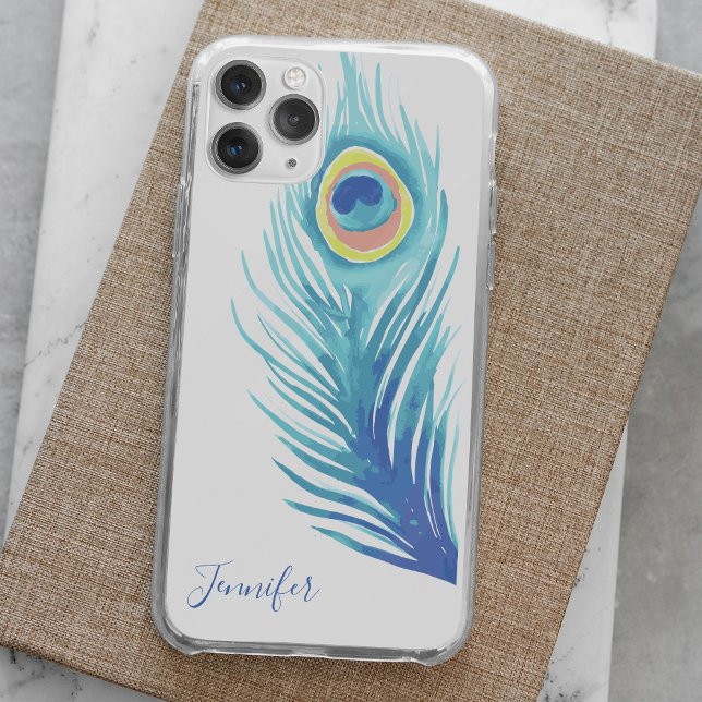 Watercolor Peacock Feather Speck iPhone Case (Creator Uploaded)
