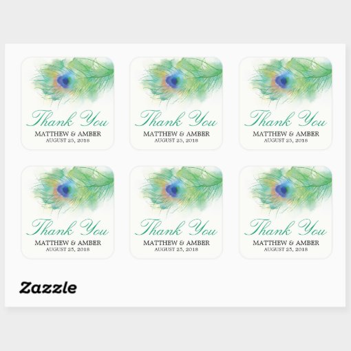 Watercolor Peacock Feather Stickers | Zazzle