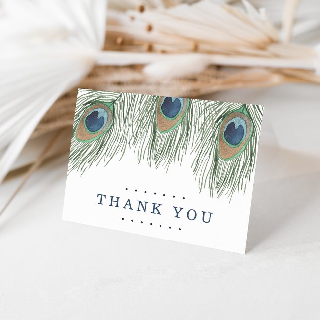 Watercolor Peacock Feather Thank You Card (Creator Uploaded)