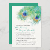 Watercolor Peacock Feather Wedding Invitation (Front/Back)