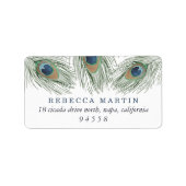 Watercolor Peacock Feathers Return Address Label (Front)