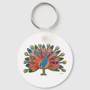 Watercolor Peacock Keychain