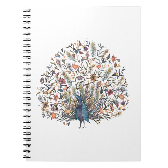 Watercolor  Peacock Notebook (Front)
