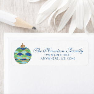 Watercolor Peacock Ornament Christmas Address Label