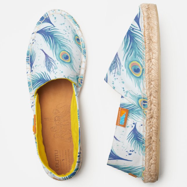 Watercolor Peacock Pattern Espadrilles (Side)