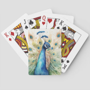 Watercolor Peacock Poker Cards