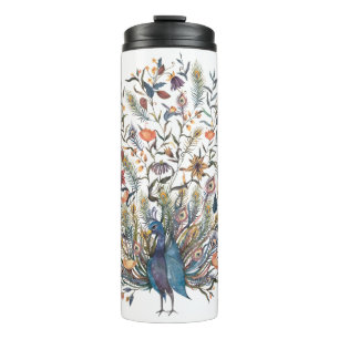 Watercolor Peacock Thermal Tumbler