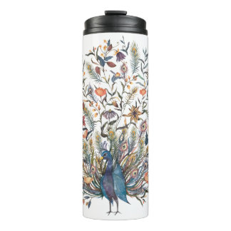 Watercolor Peacock Thermal Tumbler