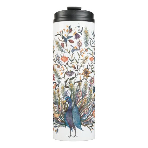 Watercolor  Peacock Thermal Tumbler