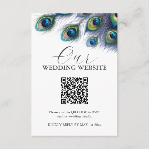 Watercolor Peacock Wedding Enclosure Cards