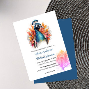 Watercolor Peacock Wedding Invitations