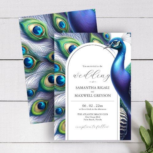 Watercolor Peacock Wedding Invitations