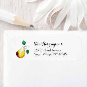 Watercolor Pear Art Elegant Orchard Style Address Label