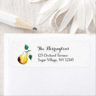 Watercolor Pear Art Elegant Orchard Style Address Label