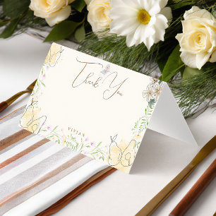 Watercolor Pear Floral Garden Thank You Blank Card