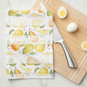 Watercolor Pear Fresh Fruit Pattern Kitchen Towel