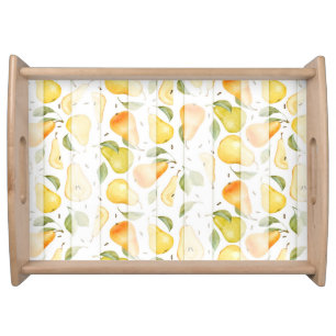 Watercolor Pear Fresh Fruit Pattern Serving Tray