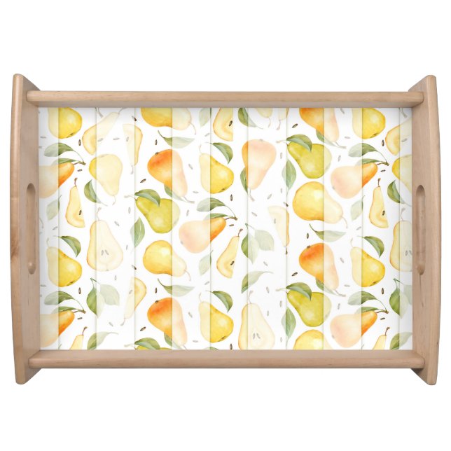 Watercolor Pear Fresh Fruit Pattern Serving Tray (Front)