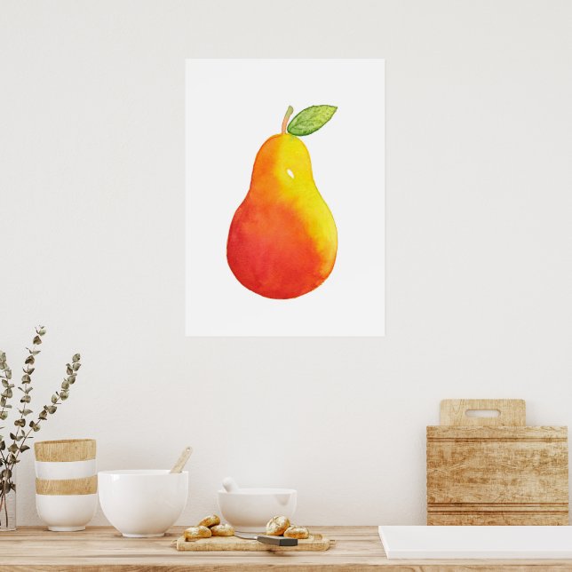 Watercolor Pear Poster (Kitchen)