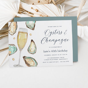 Watercolor Pearl Oysters & Champagne Any Occasion Invitation