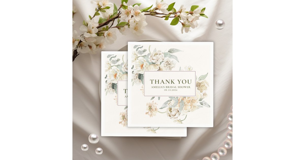 Watercolor pearls and prosecco Bridal Shower Napkins | Zazzle